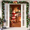 Novas decorações de Natal, painéis festivos para portas para festas de Natal, criando uma atmosfera de feriado, fundo de porta, tecido elástico