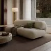 Sofá de sala de estar estilo retrô wabi-sabi para apartamentos pequenos, hall de hotel e áreas de reunião, design simples de linhas retas, sofá curvo