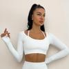 Roupa de Yoga Justa Venda Quente Top Manga Longa Decote Almofada de Peito Removível Roupa Fitness Slim Corrida Esporte Top