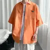 Camisa de Manga Corta para Hombre de Marca Japonesa de Moda Verano Color Sólido Versátil Camisa de Manga Corta Casual Delgada Transpirable Versátil de Moda