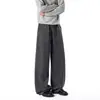 Calça listrada estilo old money transfronteiriça, calça casual reta relaxada para homens, calça larga solta com bom caimento
