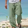 Pantalones de hombre 2025 pantalones de verano pantalones de playa cordón cintura elástica rectos color liso cómodos moda diaria calle