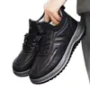 Zapatos de Algodón para Hombre Invierno Tela PU Hombres con Terciopelo Grueso Cálidos Suela Gruesa Antideslizantes Para Personas de Mediana Edad y Mayores Zapatos Deportivos para Papá