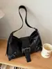 Bolso de Hombro Cruzado Retro Plisado Estilo Motociclista Retro Americano para Viajes Diarios Bolso de Axila de Moda Chic Dulce Fresco