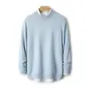 Suéter de punto sin costuras para hombre, cuello alto medio, 100% lana pura, para otoño e invierno, capa base de lana casual de negocios