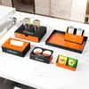 Caja de Acrílico para Cepillos de Dientes y Pañuelos de Hotel, Consumibles de Hotel Naranja, Bandeja para Toallas, Portasobres de Té, Portavasos para Control Remoto