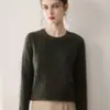 Suéter Cálido de Punto Fino Retro Retorcido Color Sólido Engrosado de Invierno Cuello Redondo 100% Cachemir Puro para Mujer