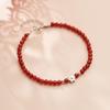 Prata S925 flor de seis pétalas estilo japonês e coreano pulseira ajustável com pequenas partículas de cristal de ágata vermelha joia atacado C0402