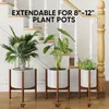 Suporte para Plantas de Interior com 2 Peças, Suporte para Plantas de 2 Níveis, Suporte para Plantas de Bambu, Largura Ajustável 8 - 12 Polegadas