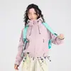 Chaqueta corta a prueba de tres elementos para mujer, chaqueta petite, abrigo de algodón a prueba de viento e impermeable tres en uno para exteriores, chaqueta de montañismo