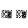 E6090 Pendientes de cuadros estilo coreano retro desgastado de plata de ley S925 para mujer, pendientes geométricos simples estilo Chanel