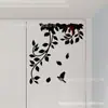 Pegatina Decorativa de Pared de Acrílico Popular Transfronteriza con Patrón de Rama Pequeña para Fondo de Pared de TV, Flor 3D Estéreo, Vid, Espejo Decorativo