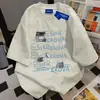 Camiseta de Manga Curta Tie-Dye com Letras de Algodão 100% Puro Europeia e Americana de Nicho para Homens e Mulheres, Tops de Casal Unisex Soltos com Gola Redonda para o Verão