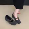Zapatos Grises Peludos con Tacón Grueso que Aumentan la Altura Interior para Mujer, Nuevos Zapatos de Invierno Estilo Coreano de Hada Mary Jane, Zapatos de Algodón Cálidos con Forro de Felpa