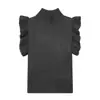 Ropa de Mujer de Venta Caliente para Comercio Exterior de Amazon Transfronterizo: Chaleco de Punto con Cuello Medio Volanteado de Estilo Suave, Disponible en Tres Colores para Superponer