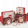 Sacolas de Presente de Natal Sacolas de Tote para Véspera de Natal Papel Desenho Animado Papai Noel Rena Sacolas para Embalagem de Presente Atacado