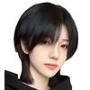 Xingcheng Peruca Preto Marrom Unissex Cabelo Curto Liso Wolf Tail Série Japonesa cos Universal Mullet Head Neutral Full Head Cover