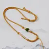 Cordón Colgante Completamente Hecho a Mano de Ocho Hilos Nudo Flor de Durazno Cadena de Clavícula de Jade y Oro Cordón Colgante Wenwan Buda