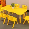 Jardim de Infância Educação Infantil Ondas Mesa para Seis Pessoas Mesa de Escrita para Aluno Aprendizagem Mesa Longa Quadrada Plástico Mesa e Cadeira para Bebê