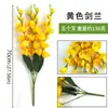 Orquídea Espada Artificial de 5 Ramas Flor Artificial de Plástico Flor de Seda Decoración de Boda Flor de Exportación Arreglo Floral Decoración Hogar Venta al por Mayor