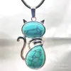 Cristal Natural Ágata Piedra Semipreciosa Gato Animal Aleación Incrustado Amatista Colgante Collar Joyería Accesorio Ecológico