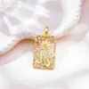 Colgante Venta Caliente Transfronteriza Flor Colorida Carta del Tarot Accesorios para Joyería DIY Hueco Retro Lujo Ligero Accesorios de Alta Gama