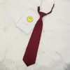 Corbata Jk Perezosa de Poliéster-Algodón, No Necesita Atarse, Negra, Borgoña, Azul Marino, Color Sólido, Estilo Coreano, Mezclilla, Uniforme Escolar Básico para Estudiantes
