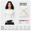 Camiseta de Manga Larga para Mujer con Diseño de Hombro Recto, Estilo Puro y Atractivo, Estilo Dulce y Fresco de Chica Picante, Corte Ajustado, Ceñida a la Cintura, Cómoda Camiseta Básica Casual para el Día a Día