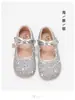 Zapatos de Princesa Lindos y Modernos para Niñas 2025 Primavera, Decoración Completa de Pedrería, Escote Bajo, Estrella Linda con Lazo