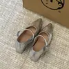 Primer Encuentro Temporada Zapatos de Tacón Alto Punta Fina Franceses Elegantes para el Trabajo Zapatos de Salón para Mujer Tacón Grueso Correa Única Mary Janes