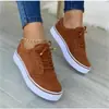 Zapatos de cordones para mujer de talla grande de comercio exterior, nuevos para primavera-verano 2025, cómodos, casuales, de punta redonda, planos, de color liso para mujer