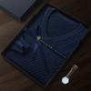 Suéter de Cachemira con Cuello en V para Hombre Suéter Tejido Ligero Negocios Casual Versátil Camiseta Básica Holgada Aspecto Adelgazante Moda Top