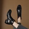 Botines Chelsea de Cuero de Vaca de Primera Capa Lavado de Alta Gama para Viajeros Otoño e Invierno 2025 Tacón Grueso Tacón Medio Punta Cuadrada de Cuero Genuino Botines Cortos para Mujer