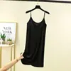 Nuevo modelo de verano camisola de modal para dormir para mujer con copas, vestido camisola sexy transpirable, vestido fresco sin mangas