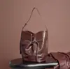 Bolsa Saco de Couro Genuíno Vintage de Couro Bovino Vegetal de Grão Superior, Nova Bolsa de Ombro para Axila Feminina de Grande Capacidade