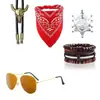 Estilo Étnico Acessórios de Cowboy Ocidental Chapéu de Cowboy Colar de Turquesa Boêmio Brincos Anel Conjunto para Vestir