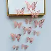 Decoración de mariposa de papel con simulación tridimensional 3D, accesorios de joyería de mariposa hueca tridimensional con textura metálica, pegatinas de pared para el hogar al por mayor