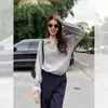 Polo de punto hueco estilo francés para mujer, para principios de otoño, chic y único, con un ambiente relajado de "old money", top con cuello