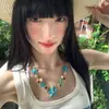 Collar de Estrella de Mar Azul Estilo Vacaciones en la Playa para Mujer, Cadena para el Cuello de Alta Gama Atmosférica, Cadena Clavicular de Nicho, Accesorio para Fotos