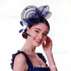 Flor de pelo de plumas para novia estilo europeo tocado de red pequeño sombrero de copa accesorio para el pelo flor para el pelo Kentucky Derby fiesta de té fuente