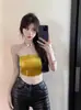 Nuevo Top de Verano, Top Sexy de Tirantes, Ajustado y Colorido Diseño Corto Camiseta sin Mangas en Azul Lago