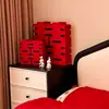 Adornos de Personajes de Doble Felicidad Tridimensionales para Bodas, Set de Decoración para Habitación de Boda, Decoraciones de Mesa de Compromiso para los Novios, Colección Completa de Artículos para Bodas