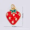 Venta directa del fabricante, al por mayor en stock, joyería de cobre dulce de 18 quilates con colgantes de frutas de fresa y cereza de esmalte de colores