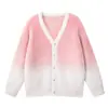 Nuevo suéter de punto con botones, cuello en V, manga larga, estilo gradiente de lujo discreto "old money" para mujer, tejido de punto de manga larga, cárdigan, chaqueta para mujer