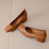 Zapatos Individuales de Cuero para Mujer de Nuevo Estilo Francés con Tacón Medio, Punta Cuadrada, Boca Baja, Suela Blanda, Zapatos Simples para el Día a Día, Zapatos de Abuelita Casuales y Elegantes
