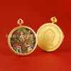 Pingente Portátil Thangka Pintado à Mão com Contorno Dourado 3,5cm Zakiram Amarelo Deus da Riqueza Nove Caudas Mahakala Núcleo do Cartão Atacado