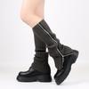 Meias de Lã com Zíper Sexy Coberturas de Bota Felpudas Femininas JK Longas para Pés Aquecedores de Pés de Tricô Quentes Outono e Inverno Tendência