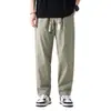 Pantalones de hombre color blanco roto, corte recto holgado, modernos y versátiles, pantalones casuales finos y transpirables para verano, diseño cónico elástico, talla grande