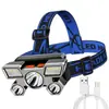 Linterna frontal de alta potencia transfronteriza recargable LED ultra brillante de cinco núcleos para exteriores de largo alcance lámpara para pesca nocturna linterna frontal de minero