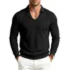 2026 Masculino Gola Lapela Decote V Manga Longa Tricô Liso Casual Pulôver Top
